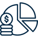 Pie chart and dollar sign icon.